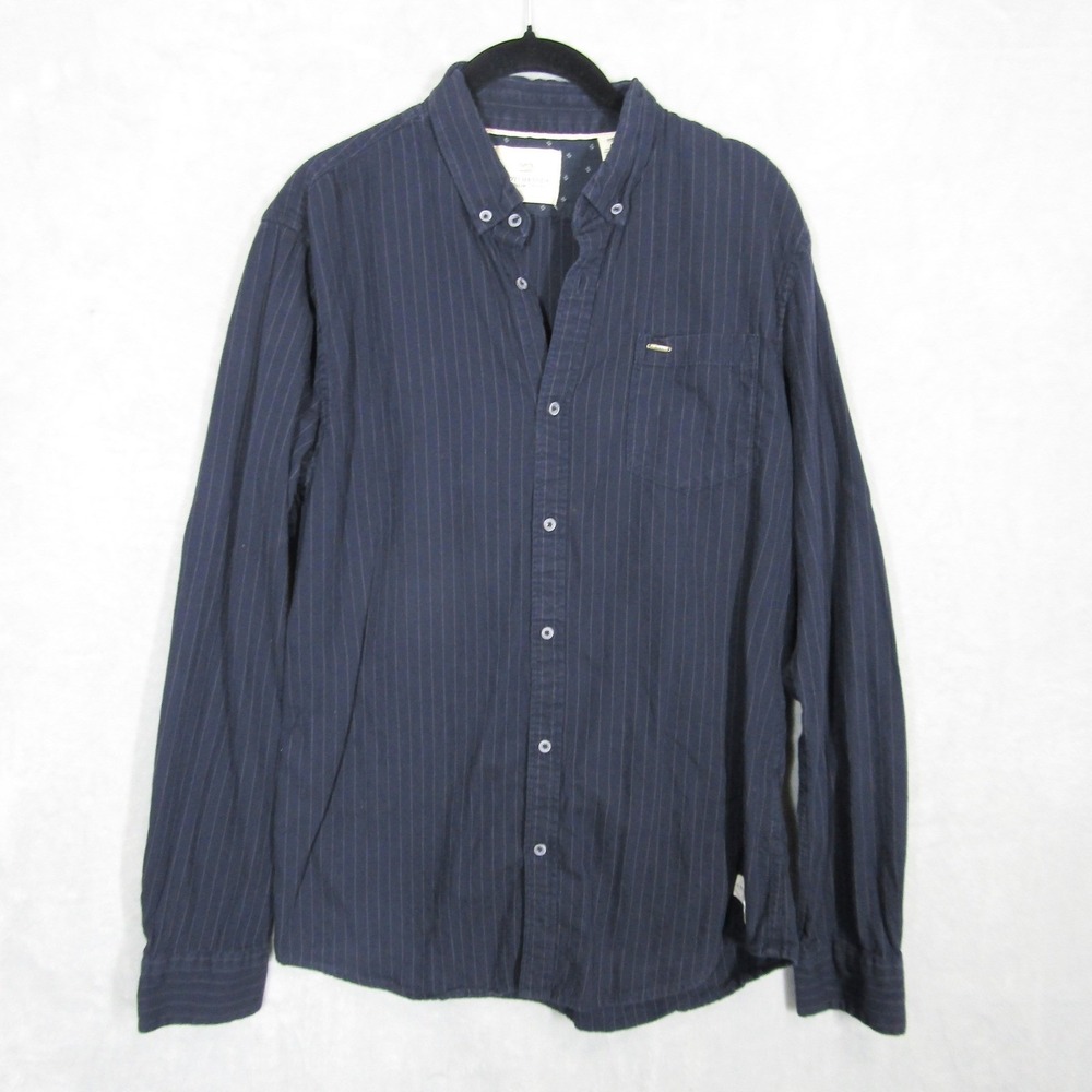Scotch & Soda Mens Pinstripe Long Sleeve Button Down Shirt - Large